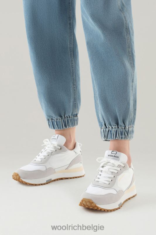 retro sneakers van leer met nylon details Woolrich vrouwen 8TTN0182 Wit wit schoenen