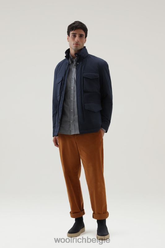 ripstop veldjack met voering van sherpawol Woolrich Heren 8TTN0749 Melton blauw kleding