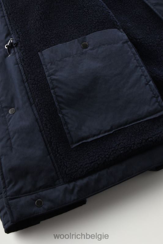 ripstop veldjack met voering van sherpawol Woolrich Heren 8TTN0749 Melton blauw kleding