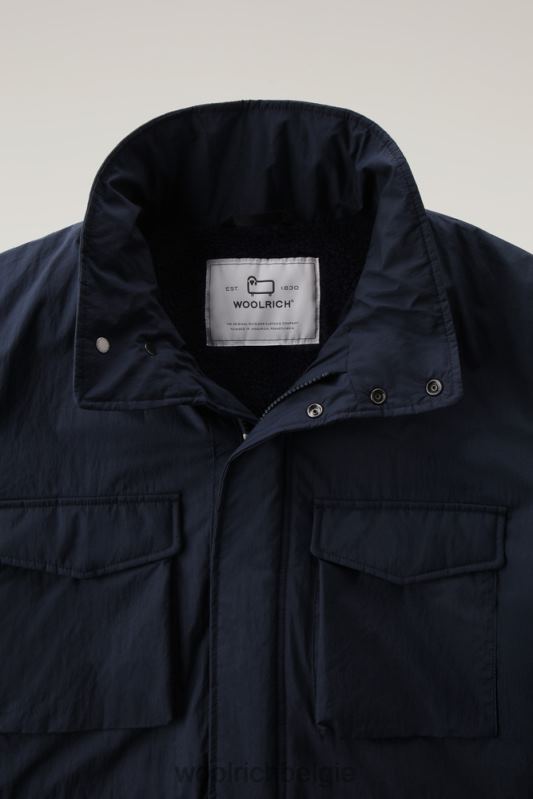 ripstop veldjack met voering van sherpawol Woolrich Heren 8TTN0749 Melton blauw kleding