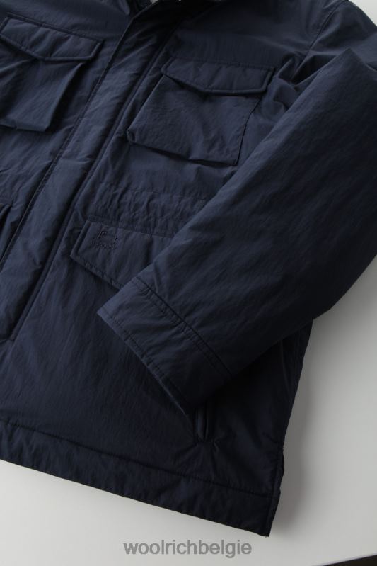 ripstop veldjack met voering van sherpawol Woolrich Heren 8TTN0749 Melton blauw kleding