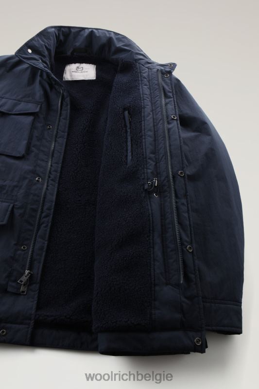 ripstop veldjack met voering van sherpawol Woolrich Heren 8TTN0749 Melton blauw kleding