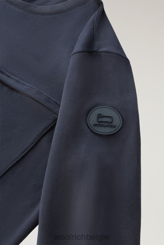 ronde hals van zuiver katoenfleece met zak met ritssluiting Woolrich Heren 8TTN0422 Melton blauw kleding