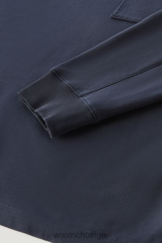 ronde hals van zuiver katoenfleece met zak met ritssluiting Woolrich Heren 8TTN0422 Melton blauw kleding