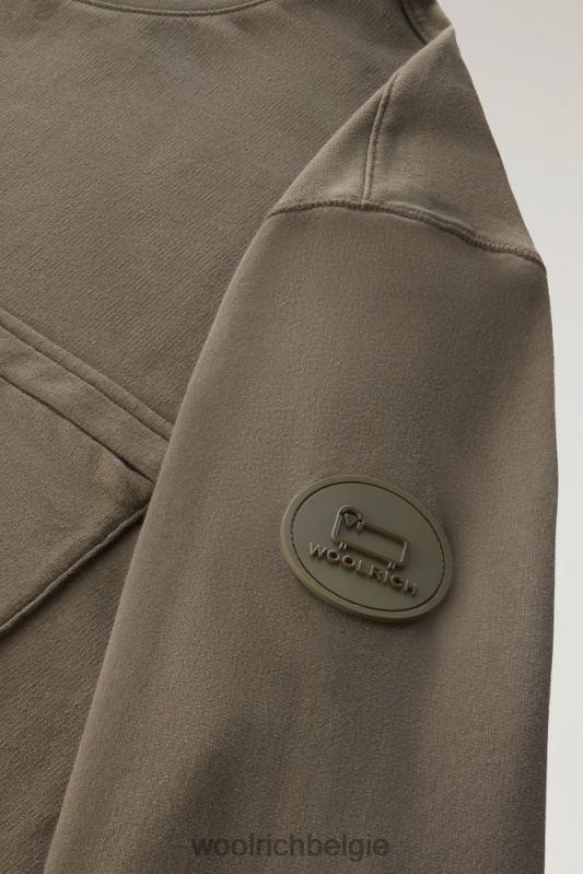 ronde hals van zuiver katoenfleece met zak met ritssluiting Woolrich Heren 8TTN0454 donkergroen kleding
