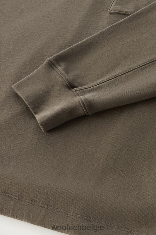 ronde hals van zuiver katoenfleece met zak met ritssluiting Woolrich Heren 8TTN0454 donkergroen kleding