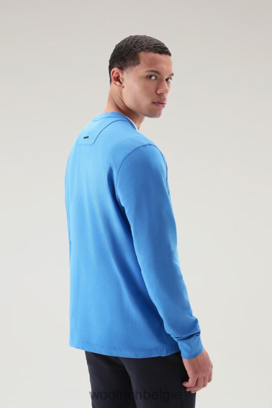 ronde hals van zuiver katoenfleece met zak met ritssluiting Woolrich Heren 8TTN0498 klokje blauw kleding
