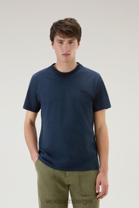 schapen t-shirt van puur katoen Woolrich Heren 8TTN0407 Melton blauw kleding