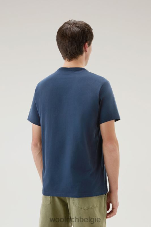 schapen t-shirt van puur katoen Woolrich Heren 8TTN0407 Melton blauw kleding
