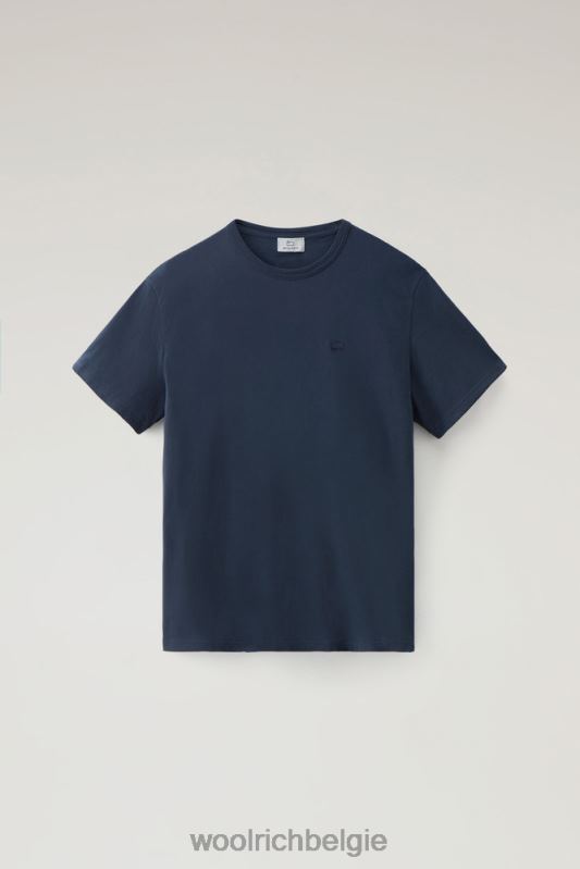 schapen t-shirt van puur katoen Woolrich Heren 8TTN0407 Melton blauw kleding