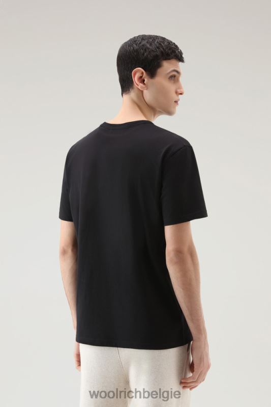 schapen t-shirt van puur katoen Woolrich Heren 8TTN0462 zwart kleding