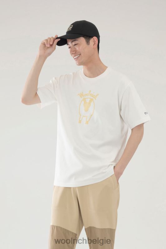 schapen t-shirt van puur katoen Woolrich Heren 8TTN0510 wit kleding