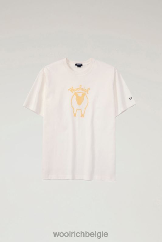 schapen t-shirt van puur katoen Woolrich Heren 8TTN0510 wit kleding