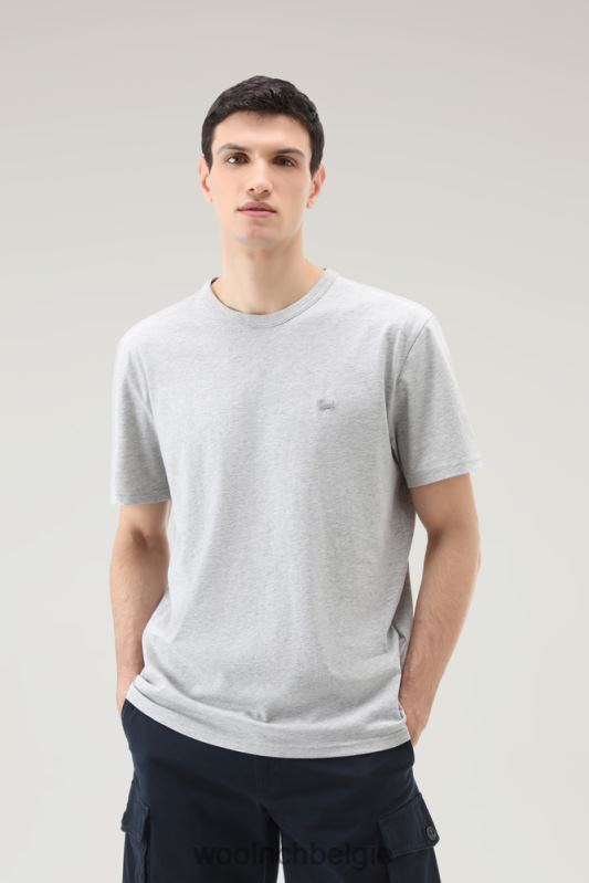 schapen t-shirt van puur katoen Woolrich Heren 8TTN0518 lichtgrijs gemêleerd kleding