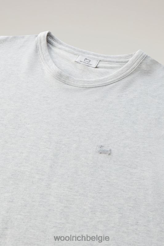 schapen t-shirt van puur katoen Woolrich Heren 8TTN0518 lichtgrijs gemêleerd kleding
