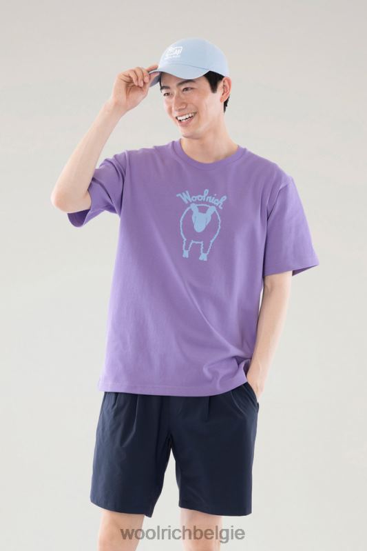 schapen t-shirt van puur katoen Woolrich Heren 8TTN0605 paars kleding