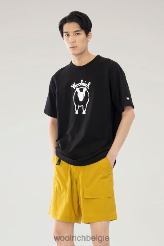schapen t-shirt van puur katoen Woolrich Heren 8TTN0607 zwart kleding