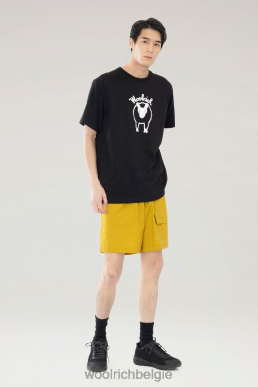schapen t-shirt van puur katoen Woolrich Heren 8TTN0607 zwart kleding