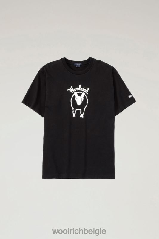 schapen t-shirt van puur katoen Woolrich Heren 8TTN0607 zwart kleding
