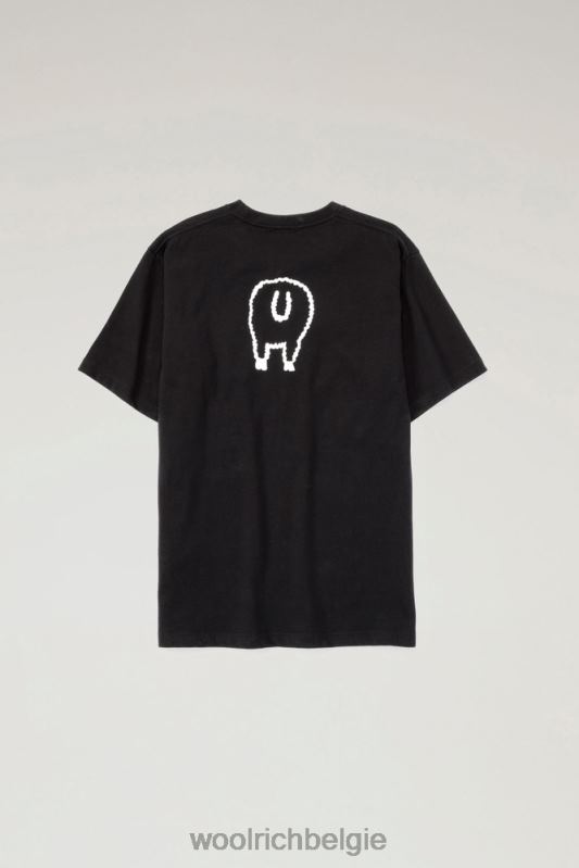 schapen t-shirt van puur katoen Woolrich Heren 8TTN0607 zwart kleding