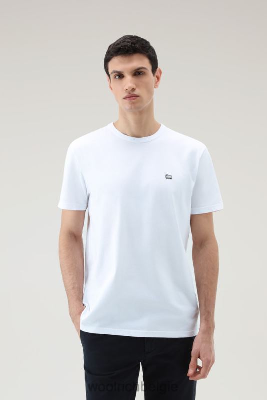 schapen t-shirt van puur katoen Woolrich Heren 8TTN0612 Helder wit kleding