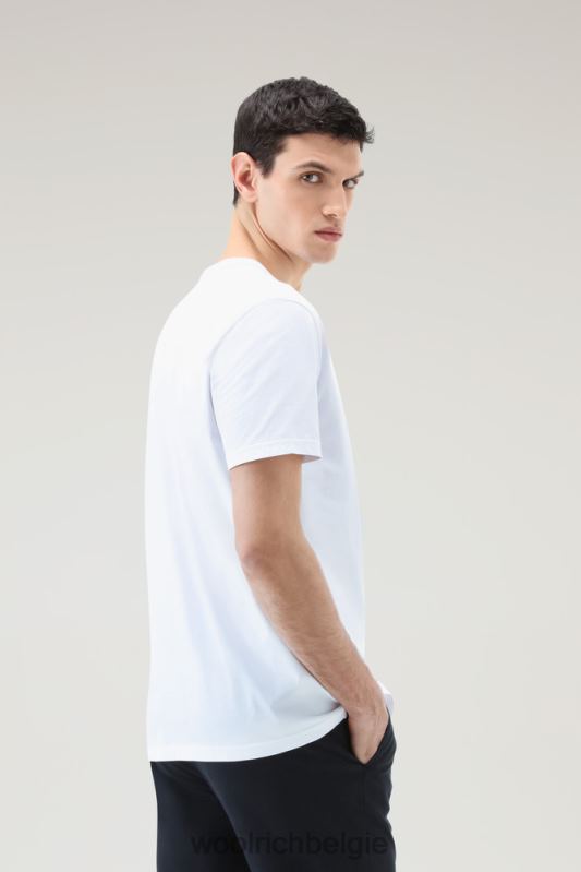 schapen t-shirt van puur katoen Woolrich Heren 8TTN0612 Helder wit kleding