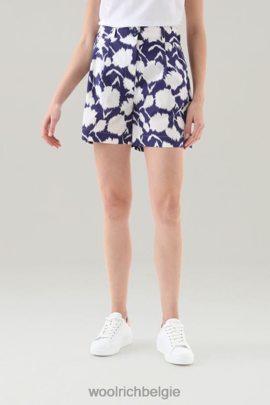 short van puur katoenpopeline met print Woolrich vrouwen 8TTN0137 Melton blauwe bloem kleding