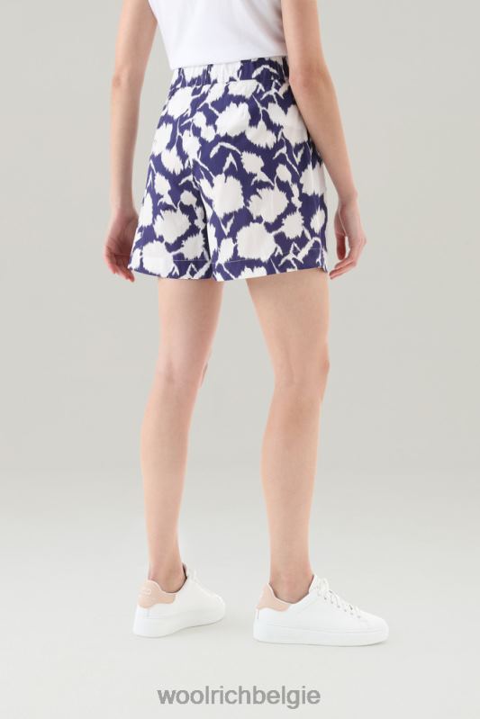 short van puur katoenpopeline met print Woolrich vrouwen 8TTN0137 Melton blauwe bloem kleding