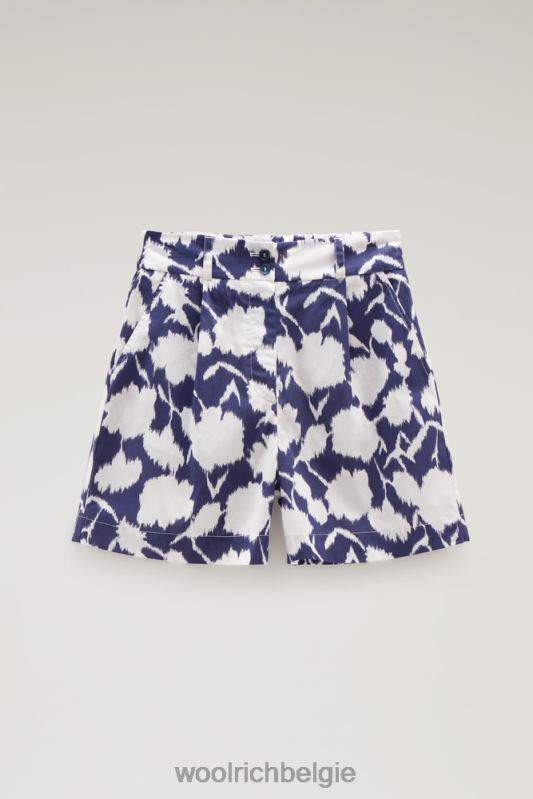 short van puur katoenpopeline met print Woolrich vrouwen 8TTN0137 Melton blauwe bloem kleding