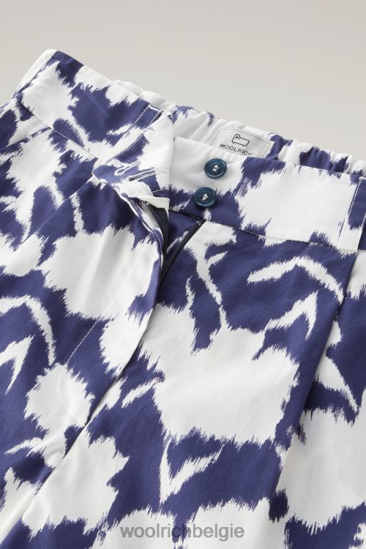 short van puur katoenpopeline met print Woolrich vrouwen 8TTN0137 Melton blauwe bloem kleding