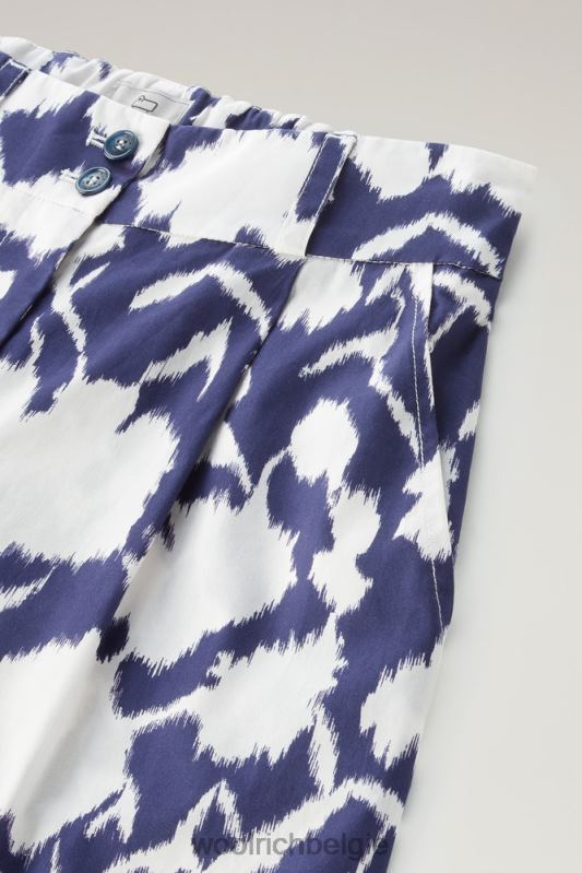 short van puur katoenpopeline met print Woolrich vrouwen 8TTN0137 Melton blauwe bloem kleding