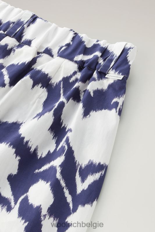short van puur katoenpopeline met print Woolrich vrouwen 8TTN0137 Melton blauwe bloem kleding