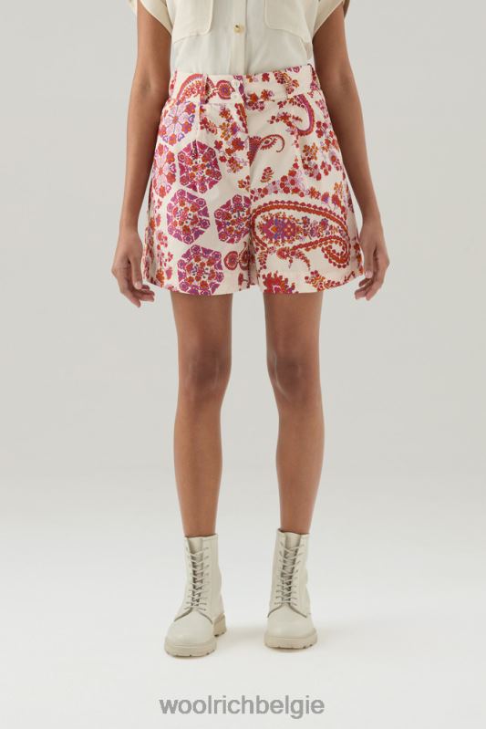 short van puur katoenpopeline met print Woolrich vrouwen 8TTN0174 marine scharlaken paisley kleding