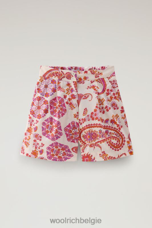 short van puur katoenpopeline met print Woolrich vrouwen 8TTN0174 marine scharlaken paisley kleding