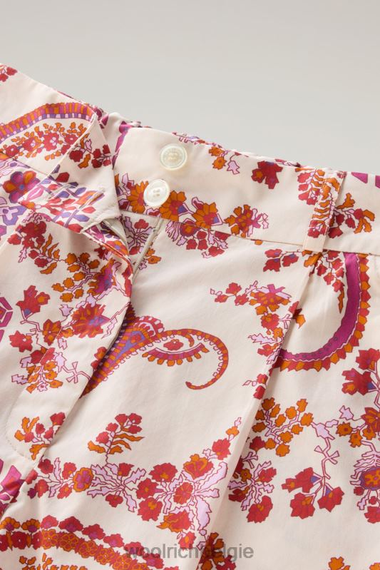 short van puur katoenpopeline met print Woolrich vrouwen 8TTN0174 marine scharlaken paisley kleding