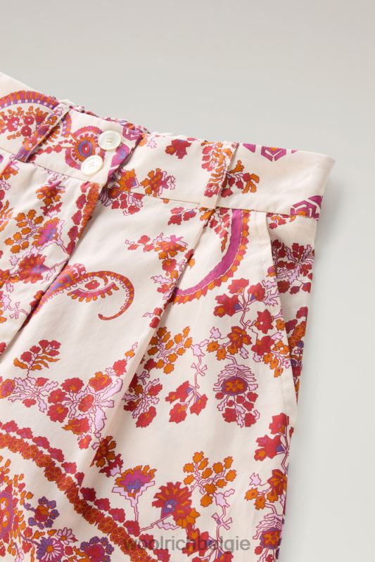 short van puur katoenpopeline met print Woolrich vrouwen 8TTN0174 marine scharlaken paisley kleding