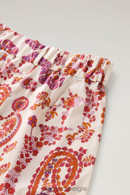 short van puur katoenpopeline met print Woolrich vrouwen 8TTN0174 marine scharlaken paisley kleding