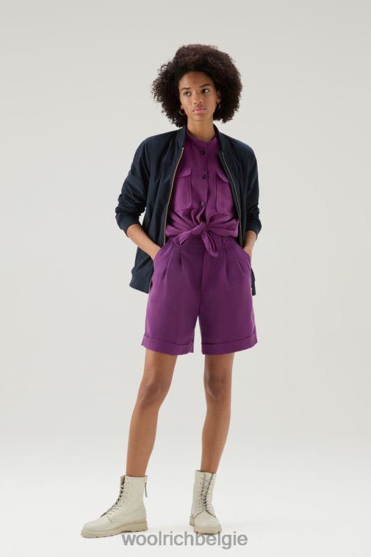 shorts van linnenmix met zakken Woolrich vrouwen 8TTN0145 charisma paars kleding