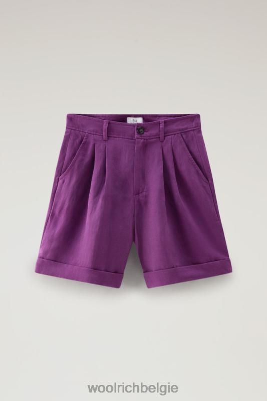 shorts van linnenmix met zakken Woolrich vrouwen 8TTN0145 charisma paars kleding