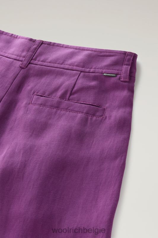 shorts van linnenmix met zakken Woolrich vrouwen 8TTN0145 charisma paars kleding