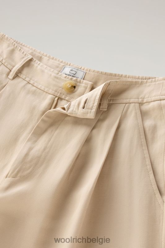 shorts van linnenmix met zakken Woolrich vrouwen 8TTN0162 veer beige kleding