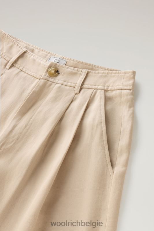 shorts van linnenmix met zakken Woolrich vrouwen 8TTN0162 veer beige kleding
