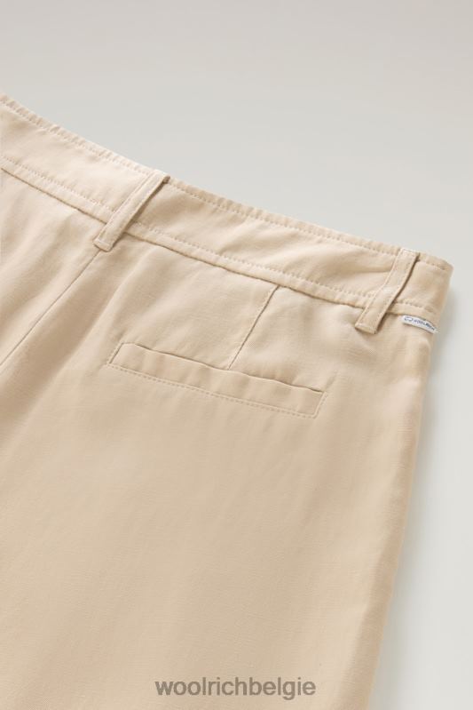 shorts van linnenmix met zakken Woolrich vrouwen 8TTN0162 veer beige kleding