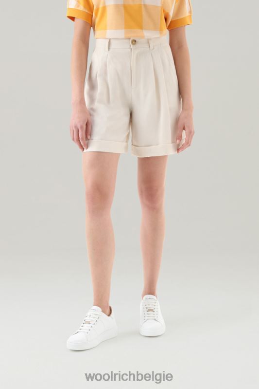 shorts van linnenmix met zakken Woolrich vrouwen 8TTN0170 melkachtige crème kleding