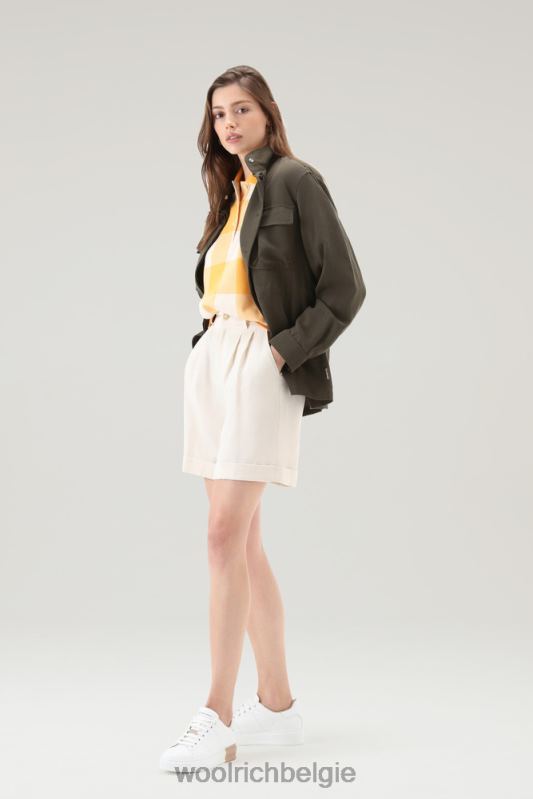 shorts van linnenmix met zakken Woolrich vrouwen 8TTN0170 melkachtige crème kleding