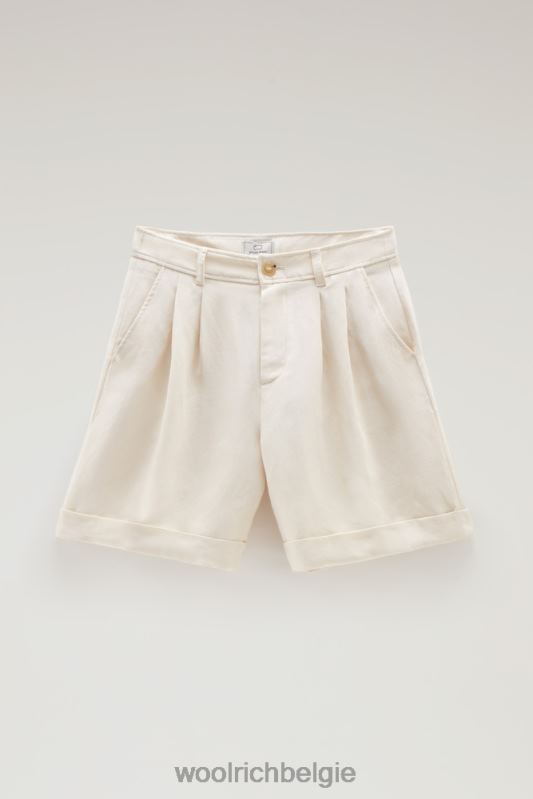 shorts van linnenmix met zakken Woolrich vrouwen 8TTN0170 melkachtige crème kleding