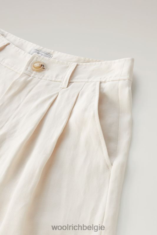 shorts van linnenmix met zakken Woolrich vrouwen 8TTN0170 melkachtige crème kleding
