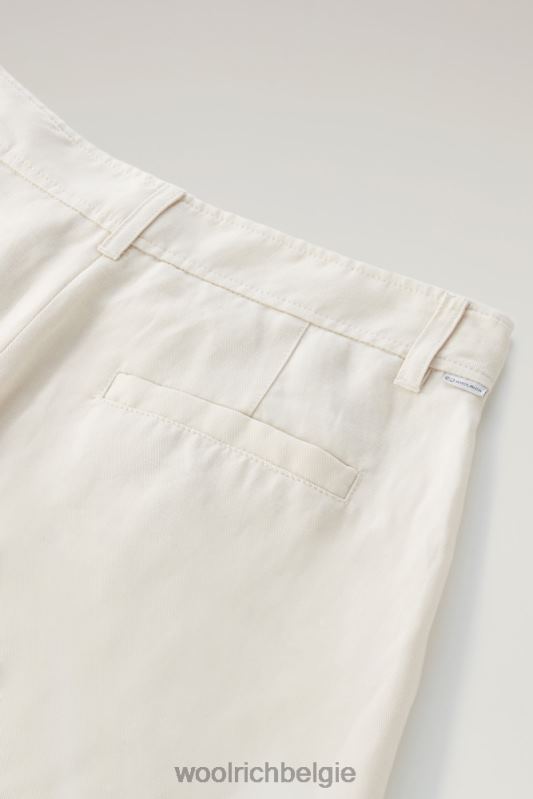 shorts van linnenmix met zakken Woolrich vrouwen 8TTN0170 melkachtige crème kleding