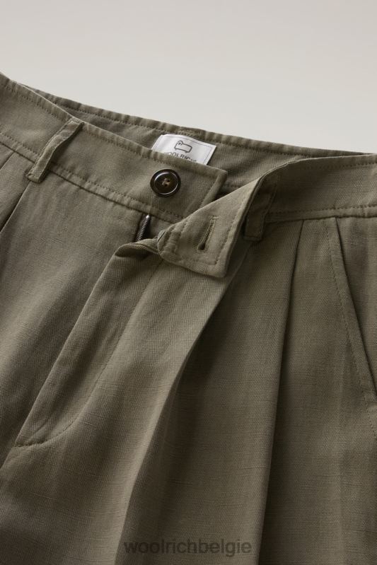 shorts van linnenmix met zakken Woolrich vrouwen 8TTN023 donkergroen kleding