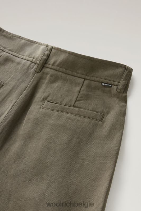 shorts van linnenmix met zakken Woolrich vrouwen 8TTN023 donkergroen kleding